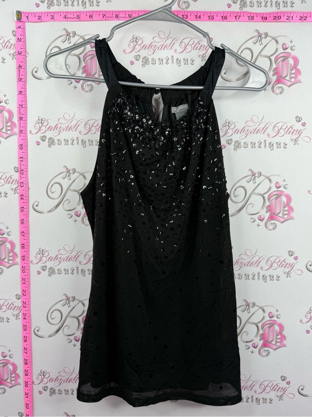 Ann Taylor tank top sequins embroidered sparkly Black Sequin Halter